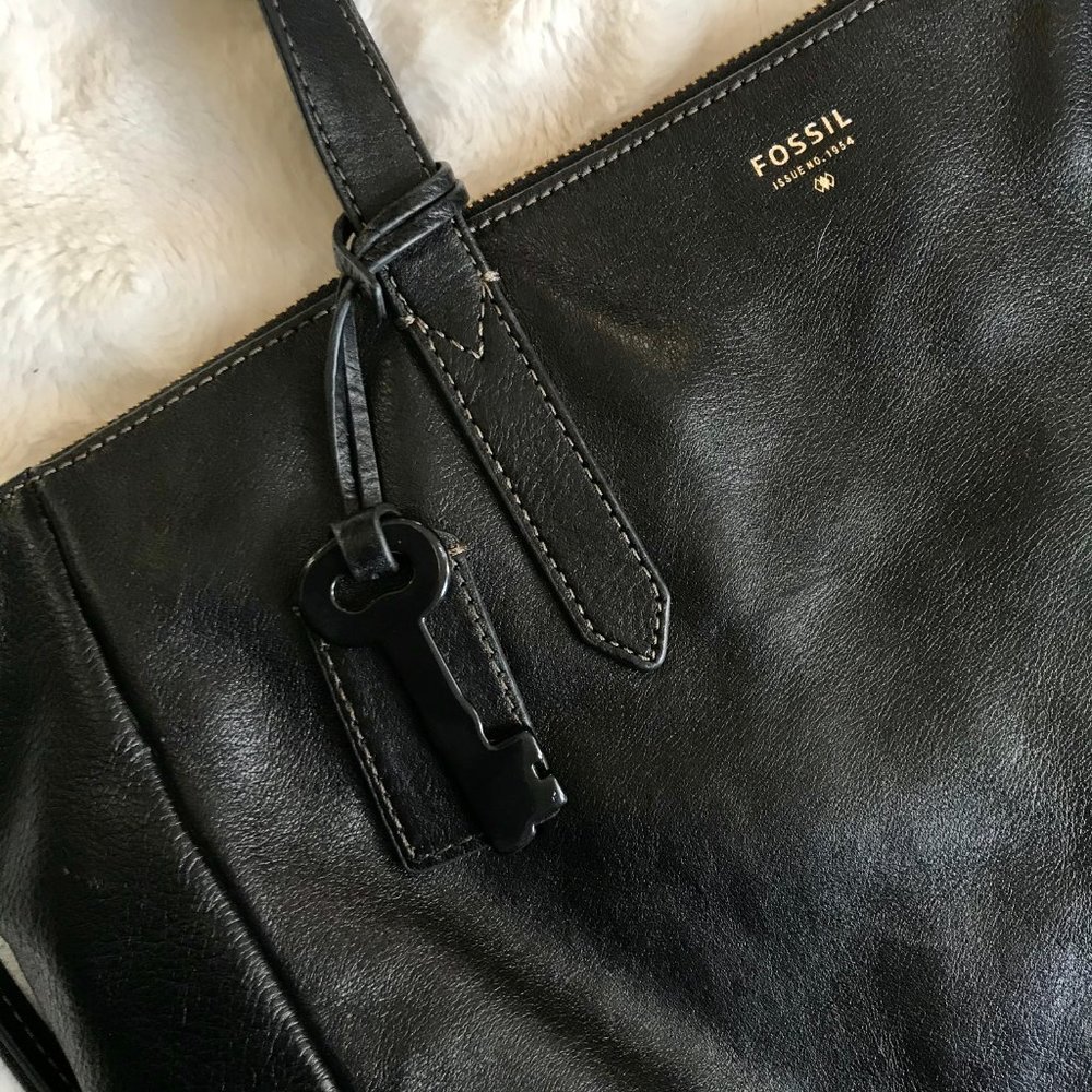 Fossil Women's Black Leather Computer Bag